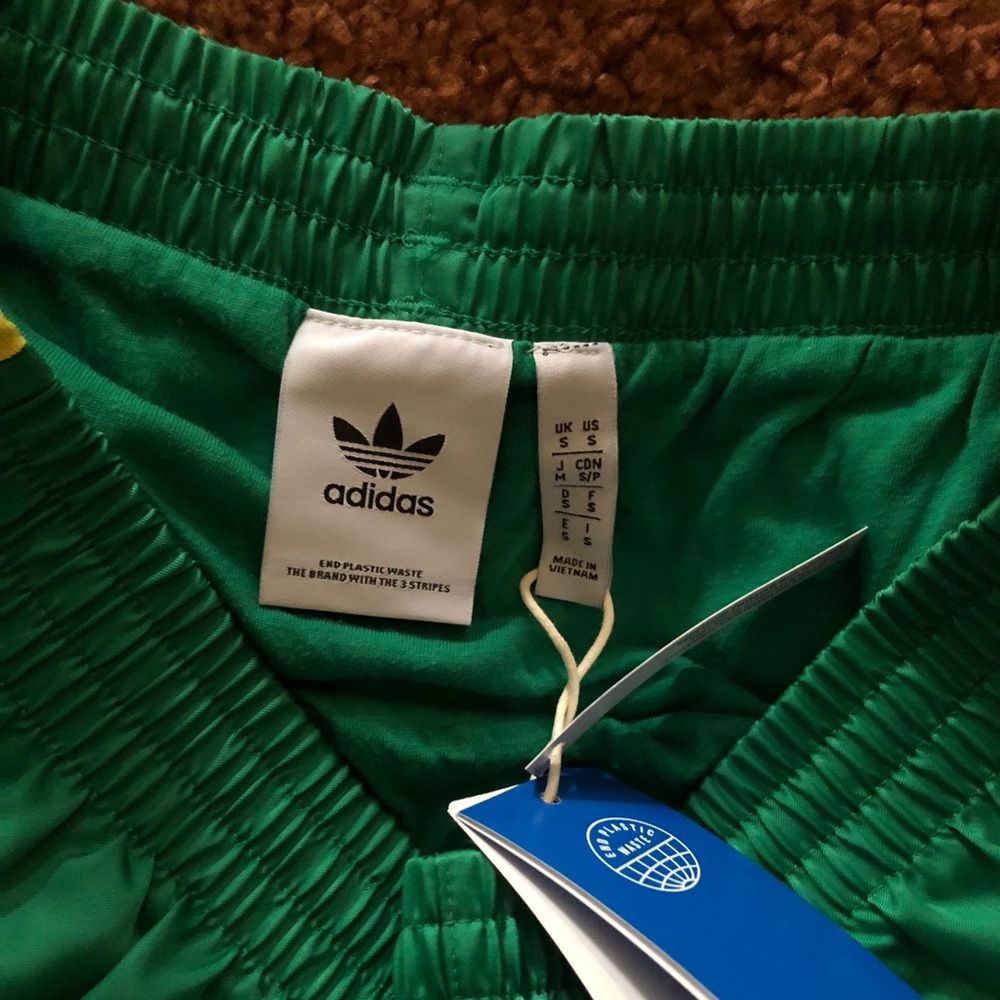 adidas Green Athletic Shorts with Blue Trefoil and Yellow Stripes - Picture 3 of 8